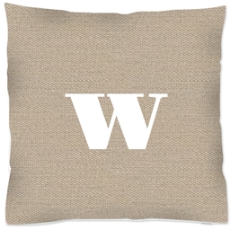 16x16 Throw Pillow with Simple Monogram Burlap design