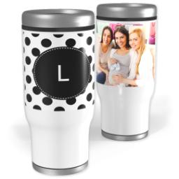 Thumbnail for Stainless Steel Tumbler, 14oz with Custom Color Monogram Dots design 1