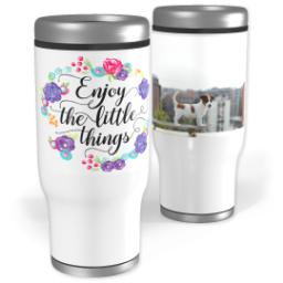 Thumbnail for Stainless Steel Tumbler, 14oz with Enjoy Little Things Bouquet design 1
