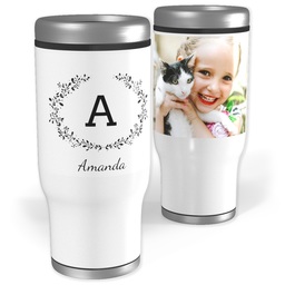 Stainless Steel Tumbler, 14oz with Laurel Monogram design