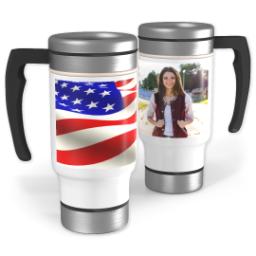 Thumbnail for Stainless Steel Photo Travel Mug, 14oz with American Flag design 1