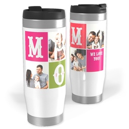 14oz Personalized Travel Tumbler with Blocks Mom design