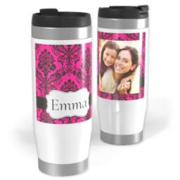 Thumbnail for 14oz Personalized Travel Tumbler with Brocade Pink design 1