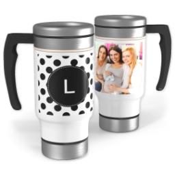 Thumbnail for Stainless Steel Photo Travel Mug, 14oz with Custom Color Monogram Dots design 1
