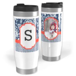 Thumbnail for 14oz Personalized Travel Tumbler with Fancy Brocade Monogram design 1