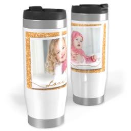 Thumbnail for 14oz Personalized Travel Tumbler with Glitter Love design 1