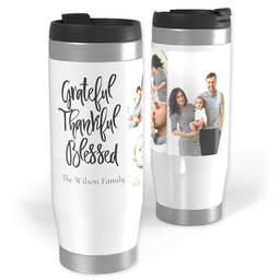 14oz Personalized Travel Tumbler with Grateful Thankful Blessed design