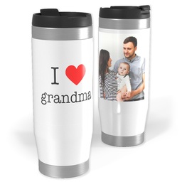 14oz Personalized Travel Tumbler with I Heart My Grandma design