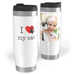 Thumbnail for 14oz Personalized Travel Tumbler with I Heart Paw Print My Cat design 1