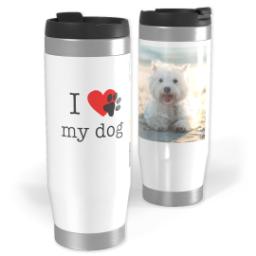 Thumbnail for 14oz Personalized Travel Tumbler with I Heart Paw Print My Dog design 1