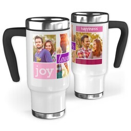 14oz Stainless Steel Travel Photo Mug with Joy And Laughter Pink design