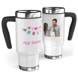 14oz Stainless Steel Travel Photo Mug with Love Birds Mommy design