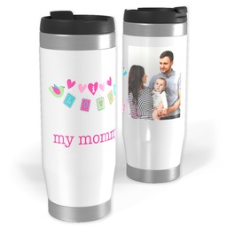 14oz Personalized Travel Tumbler with Love Birds Mommy design