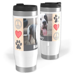 14oz Personalized Travel Tumbler with Peace Love And Paws design