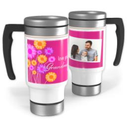 Thumbnail for 14oz Stainless Steel Travel Photo Mug with Pink Bouquet Grandma design 1
