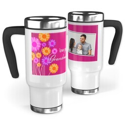 14oz Stainless Steel Travel Photo Mug with Pink Bouquet Grandma design