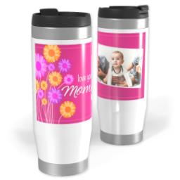 Thumbnail for 14oz Personalized Travel Tumbler with Pink Bouquet Mom design 1