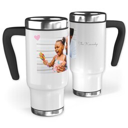 14oz Stainless Steel Travel Photo Mug with Pink Heart design