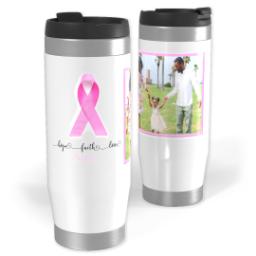 Thumbnail for 14oz Personalized Travel Tumbler with Pink Hope Faith Love design 1