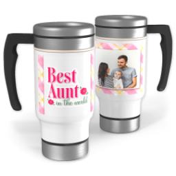 Thumbnail for 14oz Stainless Steel Travel Photo Mug with Plaid Aunt design 1