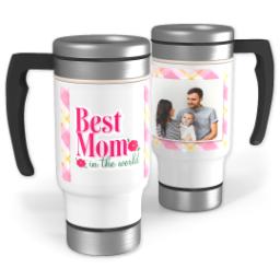 Thumbnail for 14oz Stainless Steel Travel Photo Mug with Plaid Mom design 1