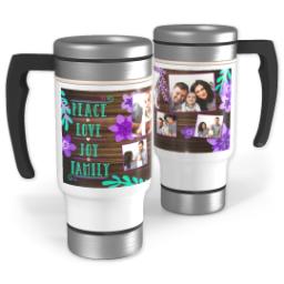Thumbnail for 14oz Stainless Steel Travel Photo Mug with Rustic Peace Love Joy Family design 1