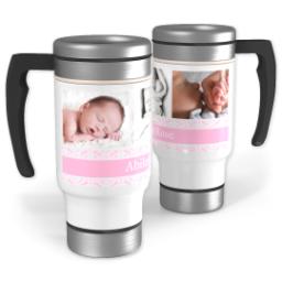 Thumbnail for 14oz Stainless Steel Travel Photo Mug with Sweet Pink Damask design 1