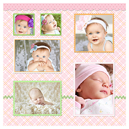 Scrapbook Pages, 8x8 with Baby Girl Plaid Companion 2 design