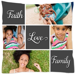 16x16 Throw Pillow with Faith Love Family design