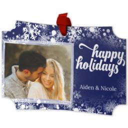 Thumbnail for Personalized Metal Ornament - Modern Corners with Holiday Snow Flurry design 2