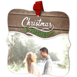 Thumbnail for Personalized Metal Ornament - Fancy Bracket with Rustic Christmas Wishes design 2
