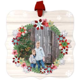 Thumbnail for Personalized Metal Ornament - Fancy Bracket with Winter Wreath design 1