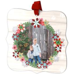 Thumbnail for Personalized Metal Ornament - Fancy Bracket with Winter Wreath design 2