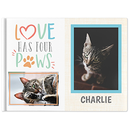 8x11 Linen Cover Photo Book with Paws of Love design