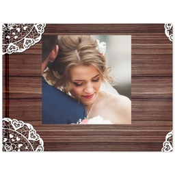 11x14 Layflat Photo Book, Matte Finish Cover with Rustic Lace design