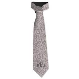 Mens Tie with Fleur - Grey design