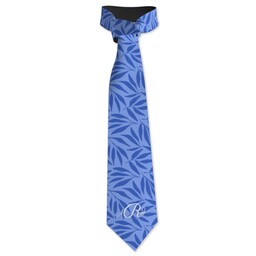 Mens Tie with Leaves - Blue design