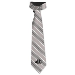 Mens Tie with Tie Diagonal Stripe - Grey and White design