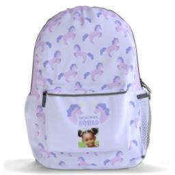 Thumbnail for Custom Photo Backpacks with Lavender Unicorn design 1