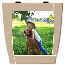 13x13 Canvas Tote with Overlap Border - Taupe design