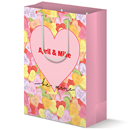 Gift Bag - Matte with Candy Hearts Text design