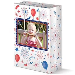 Gift Bag - Matte with Red White and Blue Doodles design