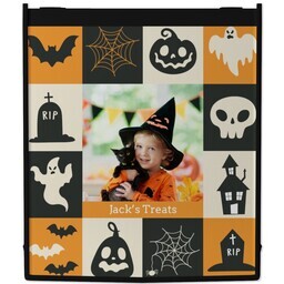 Reusable Shopping Bags with Halloween Grid design