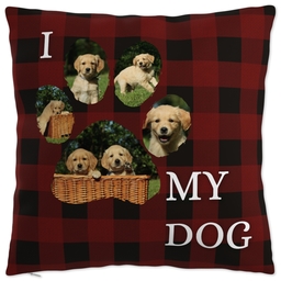 20x20 Throw Pillow with I Paw My Dog Plaid design