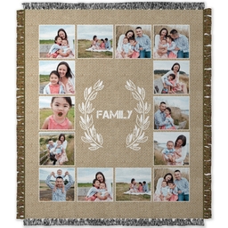 50x60 Photo Woven Throw with Burlap Laurel Family design