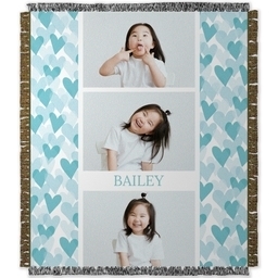 50x60 Photo Woven Throw with Watercolor Hearts design