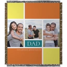 50x60 Photo Woven Throw with Dad Orange Border design