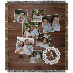 50x60 Photo Woven Throw with Laurel Monogram design