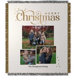 50x60 Photo Woven Throw with Merry Christmas Gold Swash design