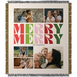 50x60 Photo Woven Throw with Merry Homey Holiday design